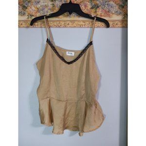 Love Sadie Large Tan Flowy Lace Y2K Going Out Business Casual Tank Top